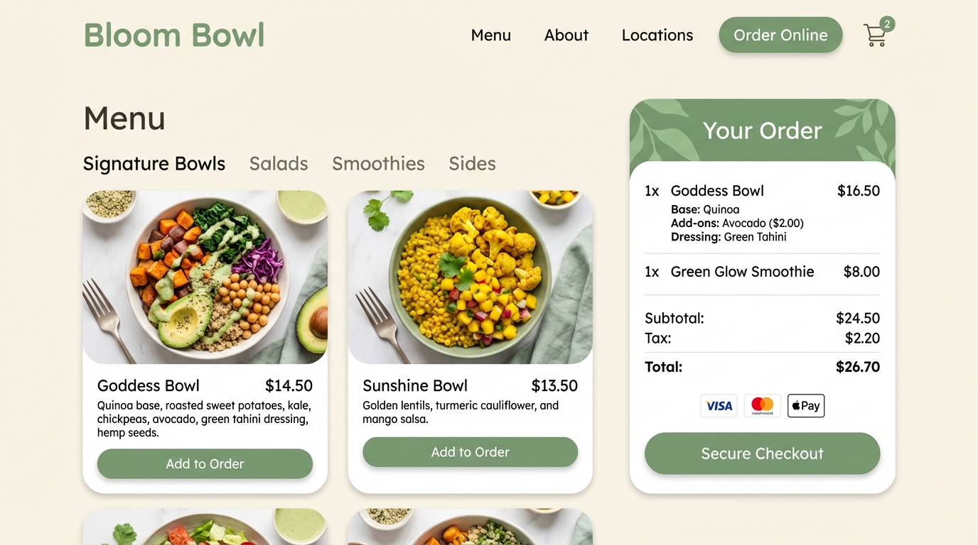 Bloom Bowl Online Ordering preview